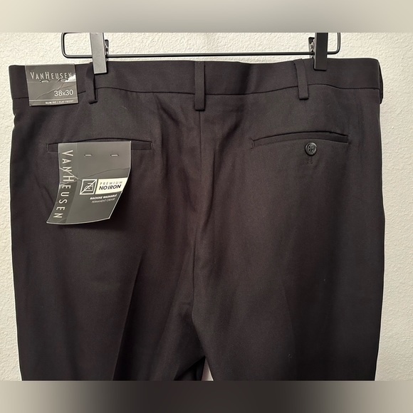 Van Heusen Men’s Dress Pants W38 30L Slim Fit Non Iron permanent crease black - Picture 5 of 6